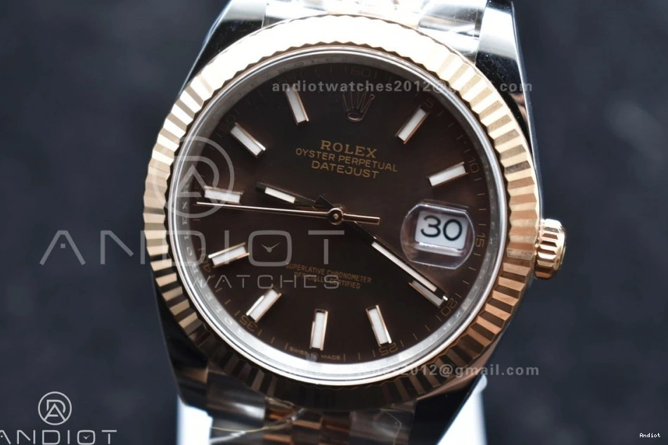 Best on RG 904L Steel Stick DateJust Edition Bracelet Brown SS Jubilee 41 1:1 Clean 126333 Dial VR3235 0601